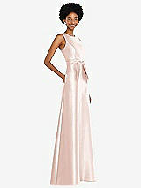 Side View Thumbnail - Blush Jewel-Neck V-Back Maxi Dress with Mini Sash