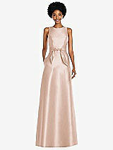 Front View Thumbnail - Cameo Jewel-Neck V-Back Maxi Dress with Mini Sash