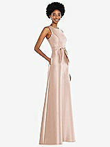 Side View Thumbnail - Cameo Jewel-Neck V-Back Maxi Dress with Mini Sash