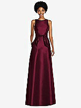 Front View Thumbnail - Cabernet Jewel-Neck V-Back Maxi Dress with Mini Sash