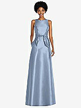 Front View Thumbnail - Cloudy Jewel-Neck V-Back Maxi Dress with Mini Sash