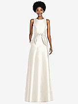 Front View Thumbnail - Ivory Jewel-Neck V-Back Maxi Dress with Mini Sash