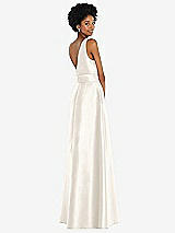 Rear View Thumbnail - Ivory Jewel-Neck V-Back Maxi Dress with Mini Sash