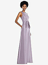 Side View Thumbnail - Lilac Haze Jewel-Neck V-Back Maxi Dress with Mini Sash