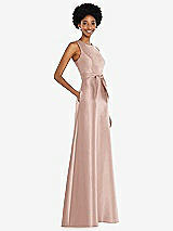 Side View Thumbnail - Toasted Sugar Jewel-Neck V-Back Maxi Dress with Mini Sash