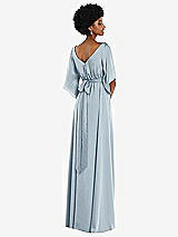 Rear View Thumbnail - Mist Asymmetric Bell Sleeve Wrap Maxi Dress with Front Slit