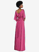 Rear View Thumbnail - Tea Rose Asymmetric Bell Sleeve Wrap Maxi Dress with Front Slit