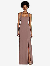 Front View Thumbnail - Sienna Tie Halter Open Back Trumpet Gown 