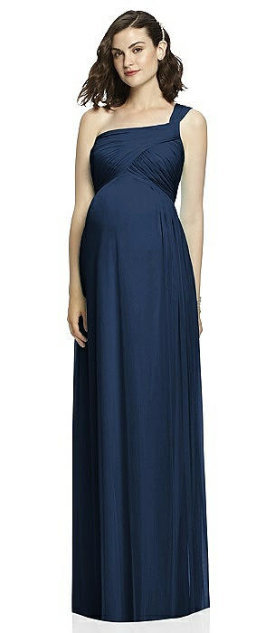 One-Shoulder Asymmetrical Draped Wrap Maternity Dress