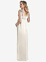 Rear View Thumbnail - Ivory Flat Tie-Shoulder Empire Waist Maternity Dress