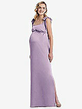 Front View Thumbnail - Pale Purple Flat Tie-Shoulder Empire Waist Maternity Dress