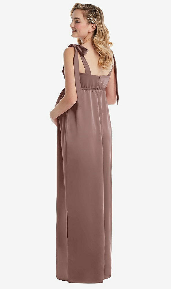 Back View - Sienna Flat Tie-Shoulder Empire Waist Maternity Dress