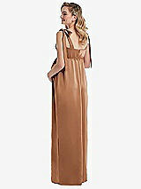 Rear View Thumbnail - Toffee Flat Tie-Shoulder Empire Waist Maternity Dress