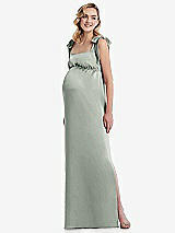 Front View Thumbnail - Willow Green Flat Tie-Shoulder Empire Waist Maternity Dress