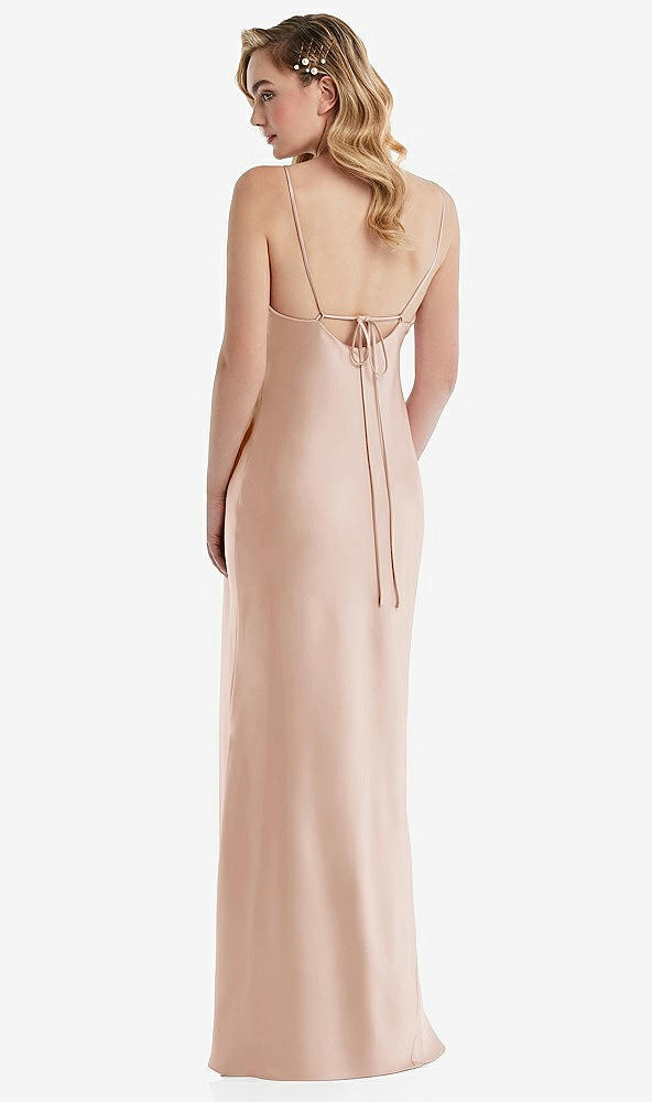 Back View - Cameo Cowl-Neck Tie-Strap Maternity Slip Dress