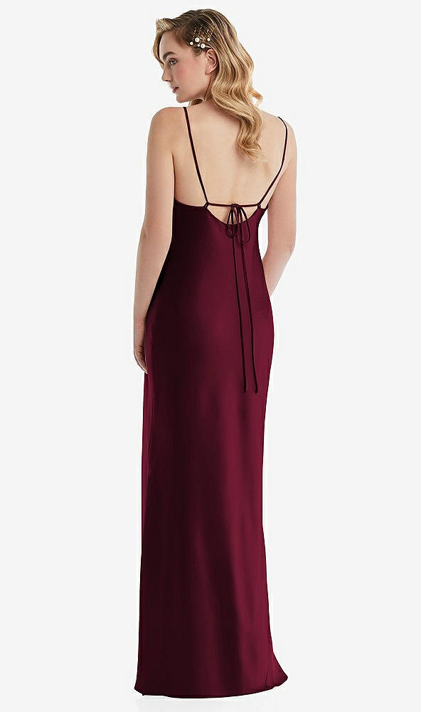 Back View - Cabernet Cowl-Neck Tie-Strap Maternity Slip Dress