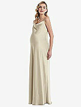 Side View Thumbnail - Champagne Cowl-Neck Tie-Strap Maternity Slip Dress