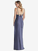 Rear View Thumbnail - French Blue Cowl-Neck Tie-Strap Maternity Slip Dress