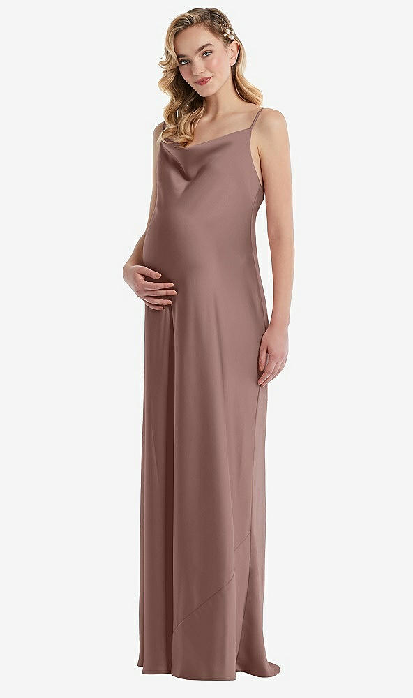 Front View - Sienna Cowl-Neck Tie-Strap Maternity Slip Dress