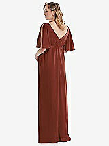 Rear View Thumbnail - Auburn Moon Flutter Bell Sleeve Empire Maternity Dress