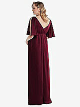 Rear View Thumbnail - Cabernet Flutter Bell Sleeve Empire Maternity Dress