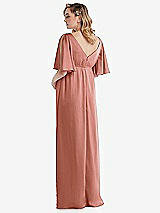 Rear View Thumbnail - Desert Rose Flutter Bell Sleeve Empire Maternity Dress