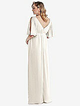 Rear View Thumbnail - Ivory Flutter Bell Sleeve Empire Maternity Dress