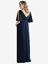 Rear View Thumbnail - Midnight Navy Flutter Bell Sleeve Empire Maternity Dress