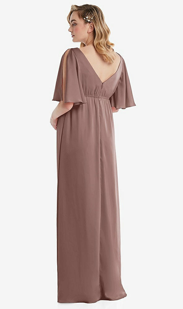 Back View - Sienna Flutter Bell Sleeve Empire Maternity Dress