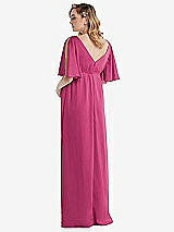 Rear View Thumbnail - Tea Rose Flutter Bell Sleeve Empire Maternity Dress