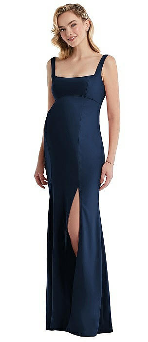 Wide Strap Square Neck Maternity Trumpet Gown