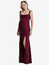 Front View Thumbnail - Cabernet Wide Strap Square Neck Maternity Trumpet Gown