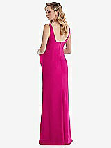 Rear View Thumbnail - Think Pink Wide Strap Square Neck Maternity Trumpet Gown