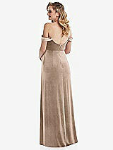 Rear View Thumbnail - Topaz Off-the-Shoulder Flounce Sleeve Velvet Maternity Dress