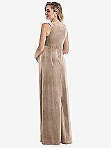 Rear View Thumbnail - Topaz V-Neck Closed-Back Velvet Maternity Dress with Pockets