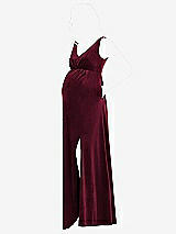 Side View Thumbnail - Cabernet V-Neck Closed-Back Velvet Maternity Dress with Pockets