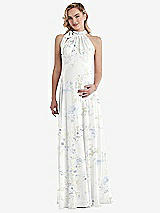 Front View Thumbnail - Bleu Garden Scarf Tie High Neck Halter Chiffon Maternity Dress