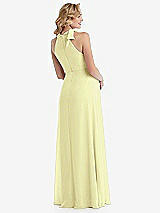 Rear View Thumbnail - Butter Yellow Scarf Tie High Neck Halter Chiffon Maternity Dress