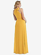 Rear View Thumbnail - NYC Yellow Scarf Tie High Neck Halter Chiffon Maternity Dress