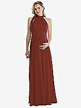 Front View Thumbnail - Auburn Moon Scarf Tie High Neck Halter Chiffon Maternity Dress