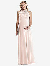 Front View Thumbnail - Blush Scarf Tie High Neck Halter Chiffon Maternity Dress