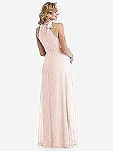 Rear View Thumbnail - Blush Scarf Tie High Neck Halter Chiffon Maternity Dress