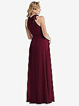 Rear View Thumbnail - Cabernet Scarf Tie High Neck Halter Chiffon Maternity Dress