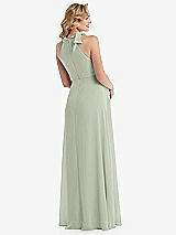 Rear View Thumbnail - Celadon Scarf Tie High Neck Halter Chiffon Maternity Dress