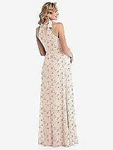 Rear View Thumbnail - Coquette Floral Print Scarf Tie High Neck Halter Chiffon Maternity Dress