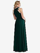 Rear View Thumbnail - Evergreen Scarf Tie High Neck Halter Chiffon Maternity Dress