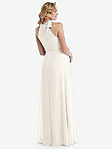 Rear View Thumbnail - Ivory Scarf Tie High Neck Halter Chiffon Maternity Dress