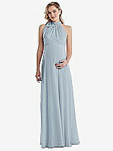 Front View Thumbnail - Mist Scarf Tie High Neck Halter Chiffon Maternity Dress