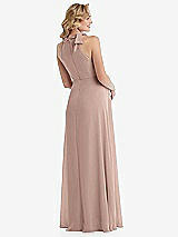 Rear View Thumbnail - Neu Nude Scarf Tie High Neck Halter Chiffon Maternity Dress