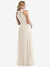 Rear View Thumbnail - Oat Scarf Tie High Neck Halter Chiffon Maternity Dress